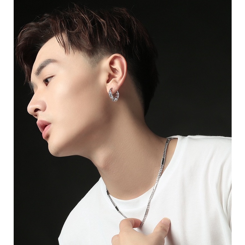 Khuyên tai dạng kẹp Orn Earring nam nữ bông tai SAZ màu bạc đen đơn giản đẹp nhỏ xinh - HT Orn Earring