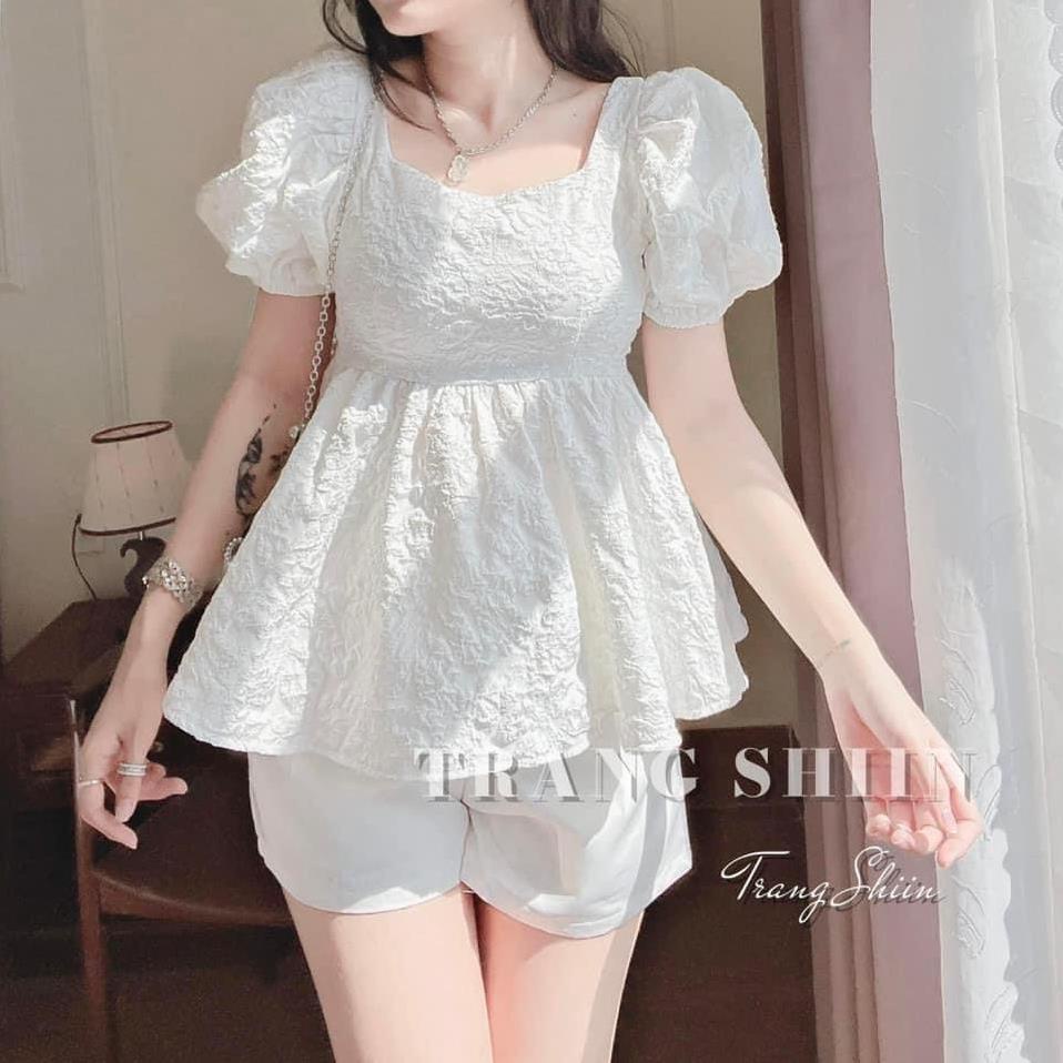 ✔ 𝗙𝗥𝗘𝗘 𝗦𝗛𝗜𝗣  SÉT BỘ BABYDOLL XỐP NỔI NƠ LƯNG MIX QUẦN  SHORT ĐÙI