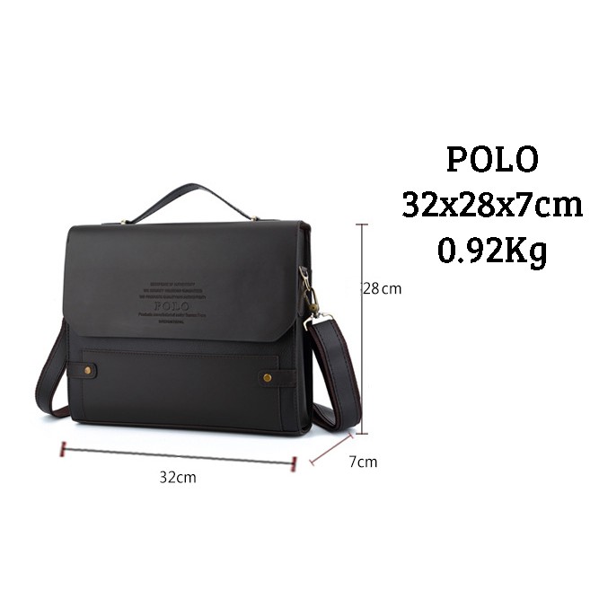 R _E0581Cặp xách Polo da bò classic, cặp đựng lopto