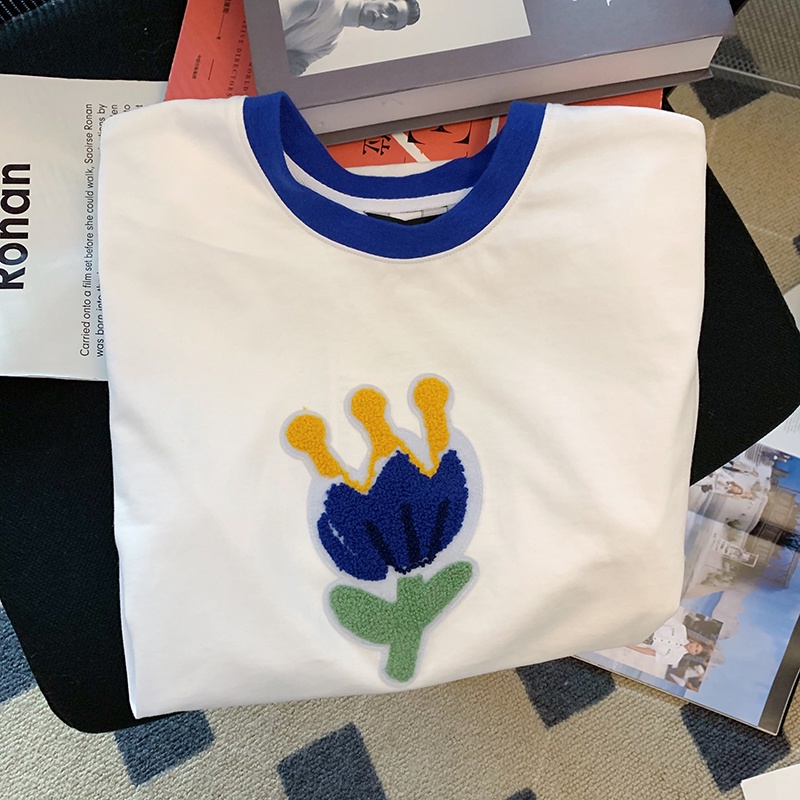 NUZIRO  Áo thun  ngắn tay cổ tròn dáng rộng thời trang mùa hè cho nữ