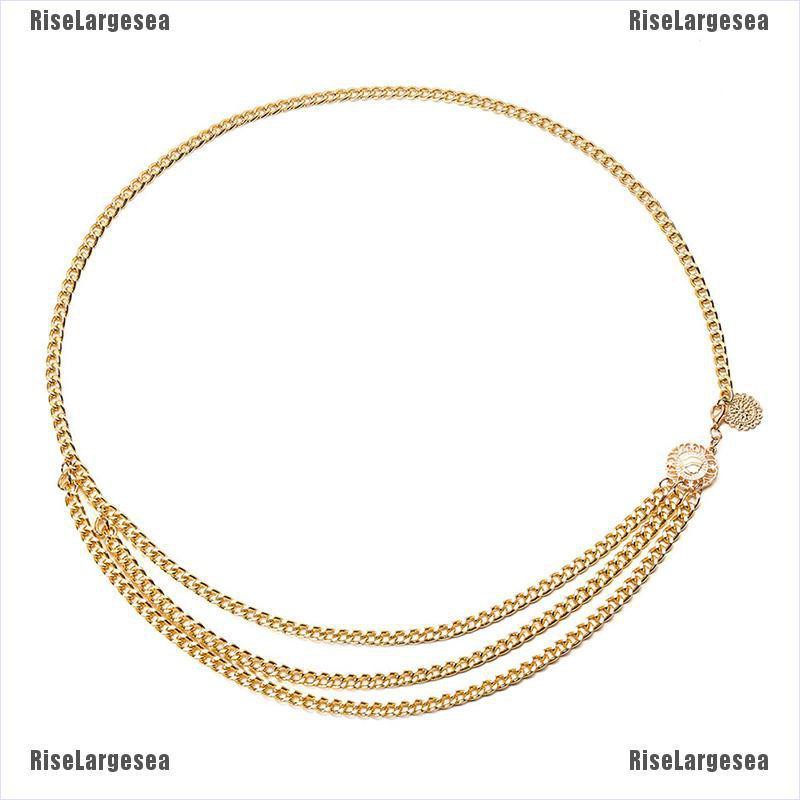 Thắt Lưng Dây Xích Mạ Kim Loại Thời Trang Cho Nữ