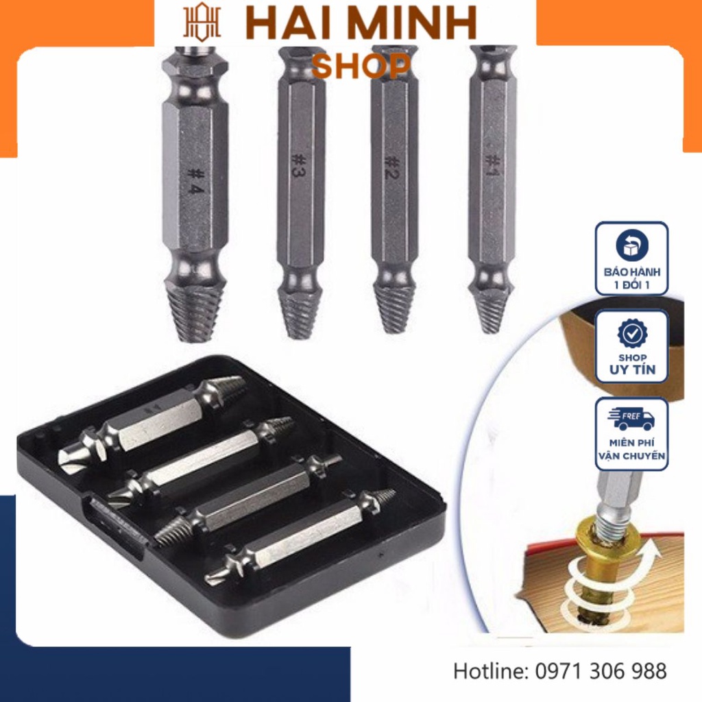 Bộ Tháo Ốc Vít 4 Đầu Vặn Không Lo Ốc Vít Toét Lỗ, Gãy Đầu