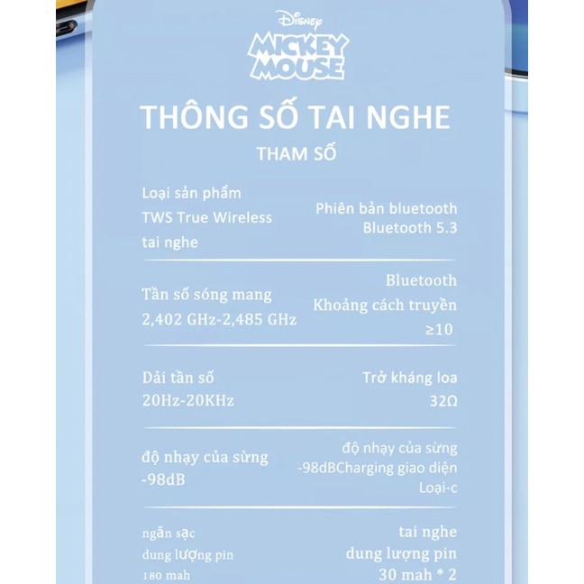 Tai nghe Disney Bluetooth LK-11 Gấu Dâu Hồng - Gấu Pooh - Mickey Siêu Đẹp