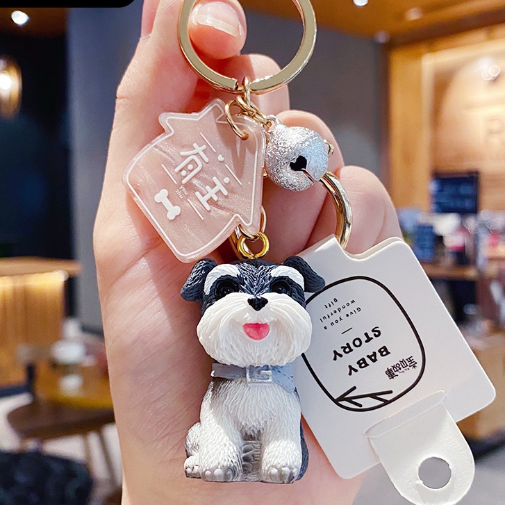 Móc khóa hình chú chó dễ thương Bichon Schnauzer