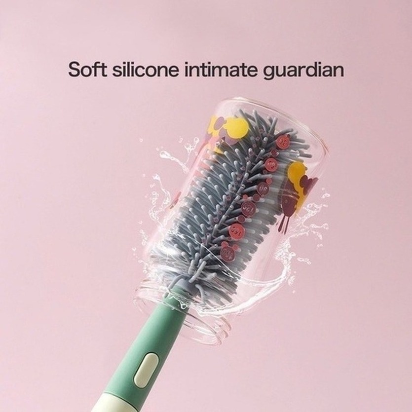Bộ 3 Cọ Rửa Bình Sữa Bằng Silicon Mềm Xoay 360 Độ Tiện Dụng° Bàn Chải Vệ Sinh Bình Sữa Em Bé Có Tay Cầm Xoay Tiện Dụng