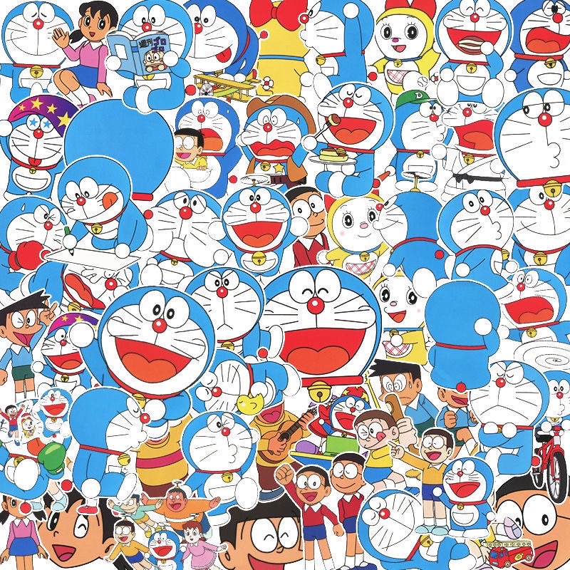 Hình Dán Sticker Doraemon Trang Trí Sổ Tay, Mũ Bảo Hiểm, Bình Nước Kiểu Dáng Dễ Thương