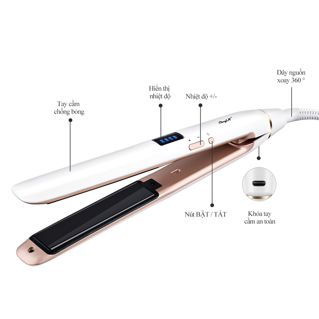 CkeyiN 2 in1 26MM Hair Straightener And Hair Curler with 3D Floating Plates Curling Iron HS521