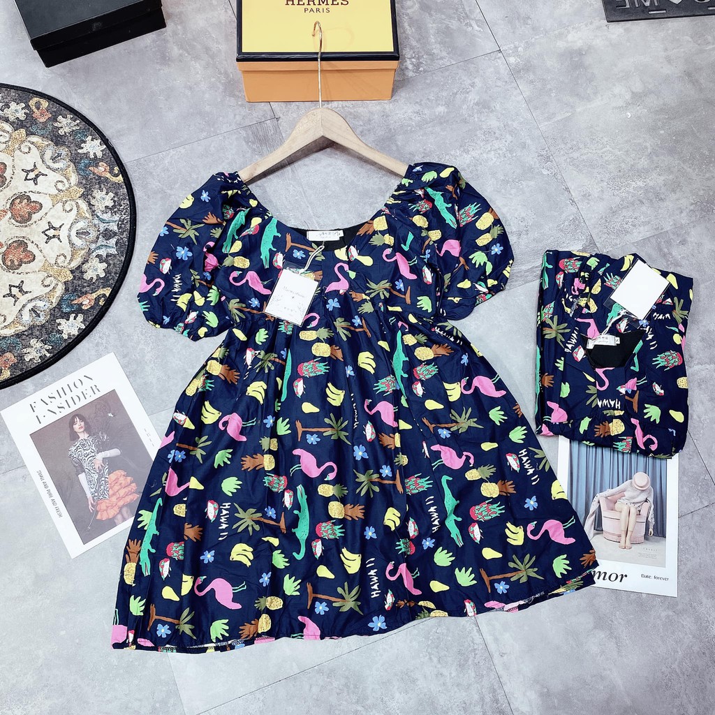 Váy babydollll XANH THAN hoa quả (kèm ảnh thật,video) | BigBuy360 - bigbuy360.vn