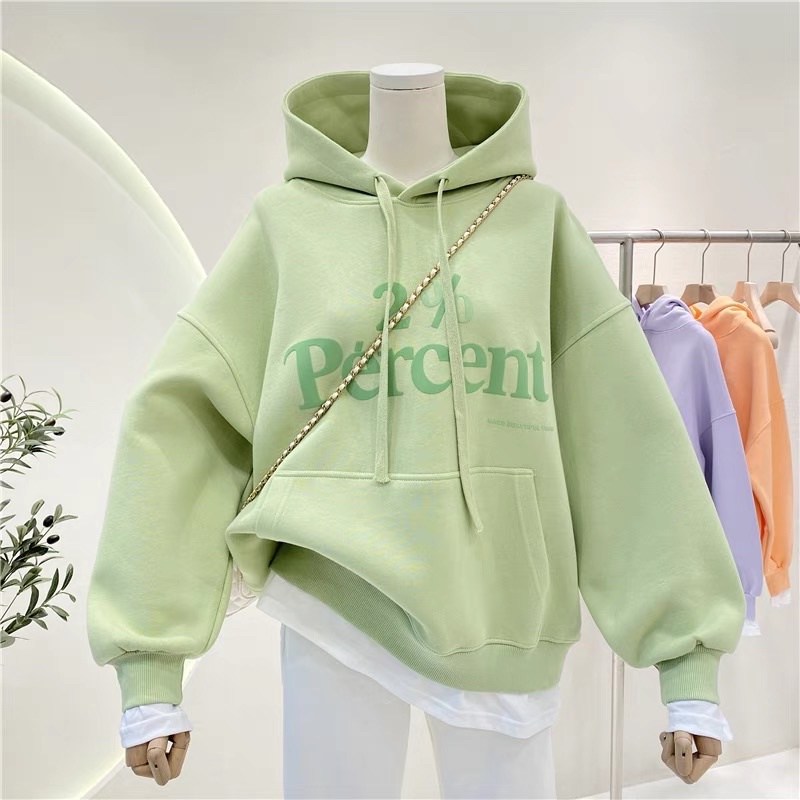 áo hoodie form rộng Vải Nỉ Lót Bông Dày Dặn In Per Unisex