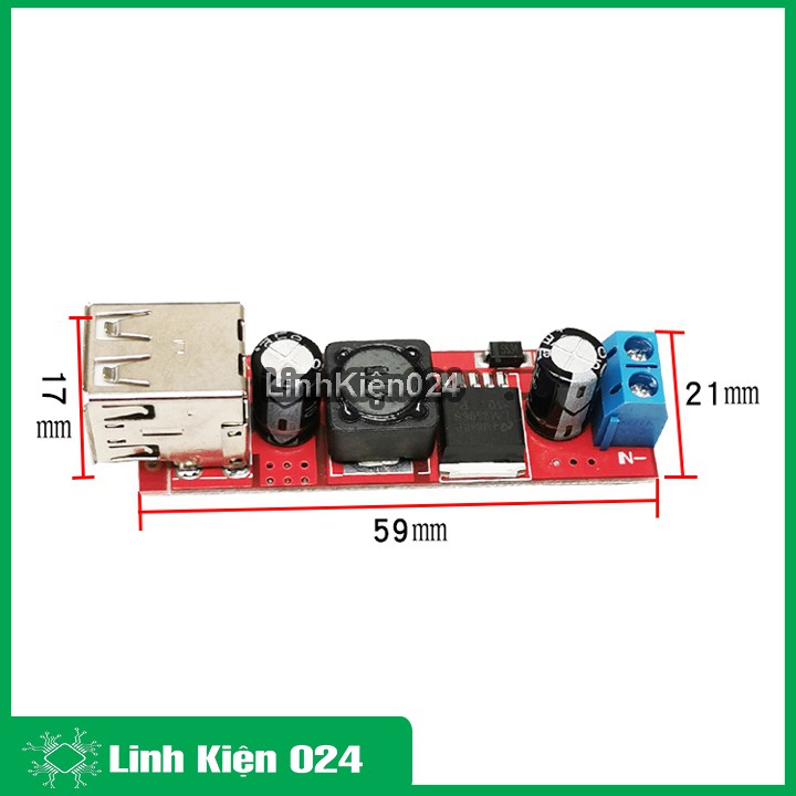 Module Hạ Áp Buck DC-DC Vin 6V-40VDC Vout 5V 3A 2 Đầu RA V1