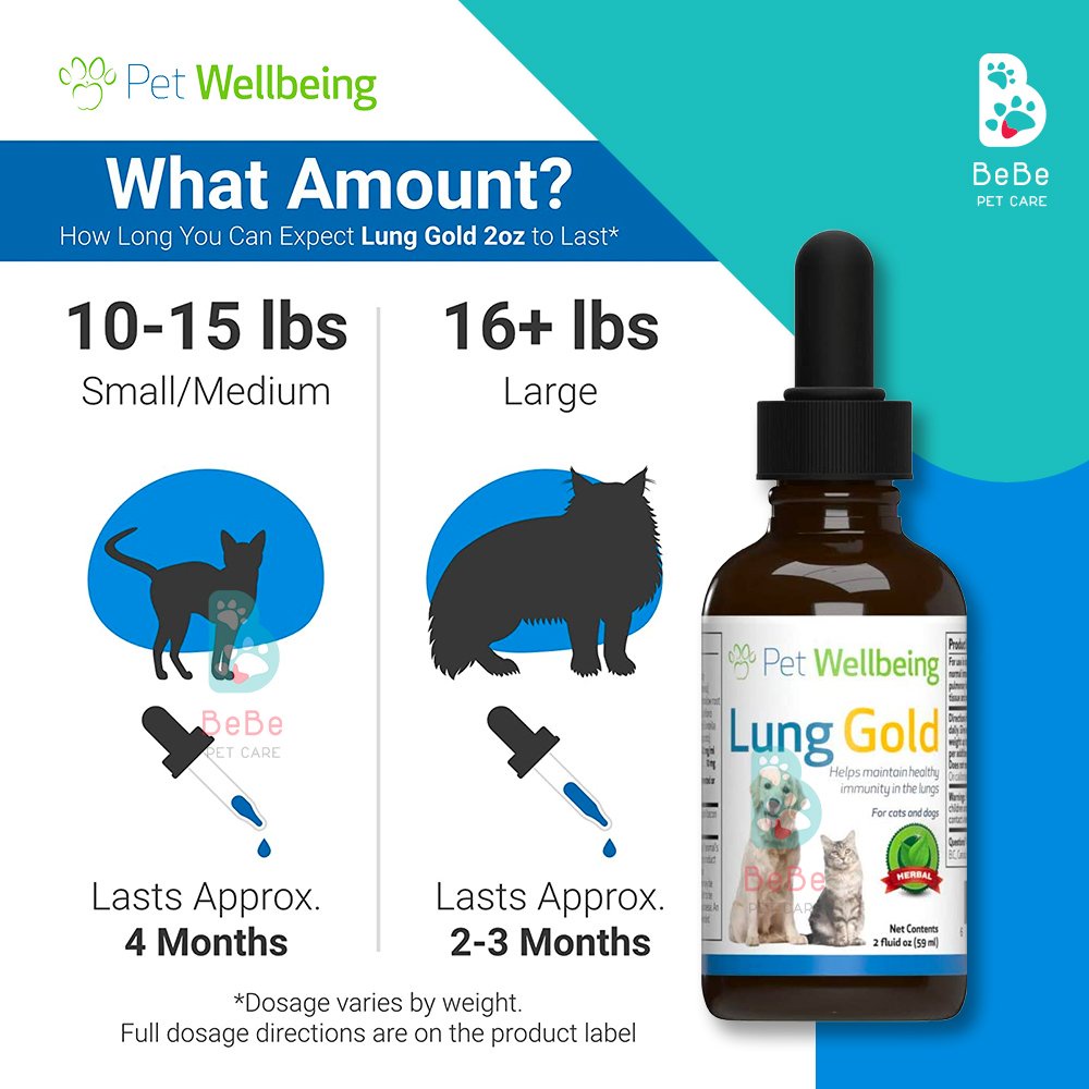 PET WELLBEING Lung Gold - Sản Phẩm Hỗ Trợ Chức Năng Phổi Cho Chó Mèo - Nhập Khẩu Từ Mỹ