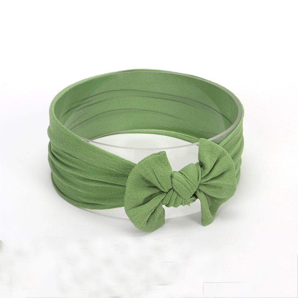 Băng Đô Cài Tóc Tai Thỏ Co Giãn Bằng Nylon Đính Nơ Dễ Thương Cho Bé Gái