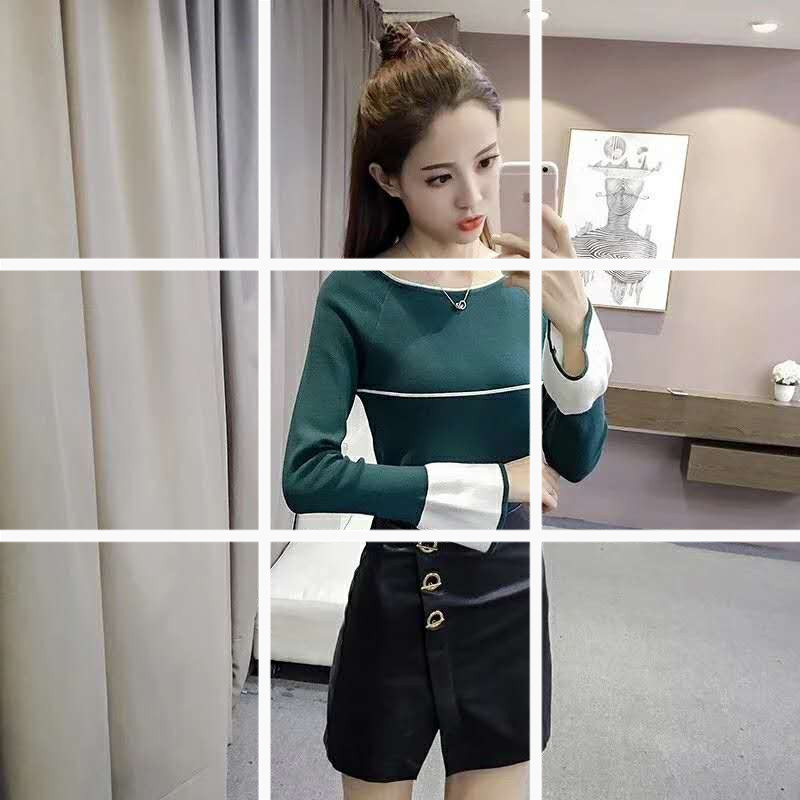 Áo Sweater Cổ Tròn Tay Chuông Màu Sắc Thời Trang Mùa Đông Phong Cách Hàn Quốc 2017 Cho Nữ