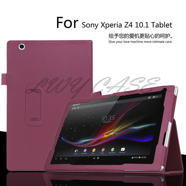 Bao da màu trơn bảo vệ máy tính bảng Sony Xperia Z4 10.1 inch thời trang