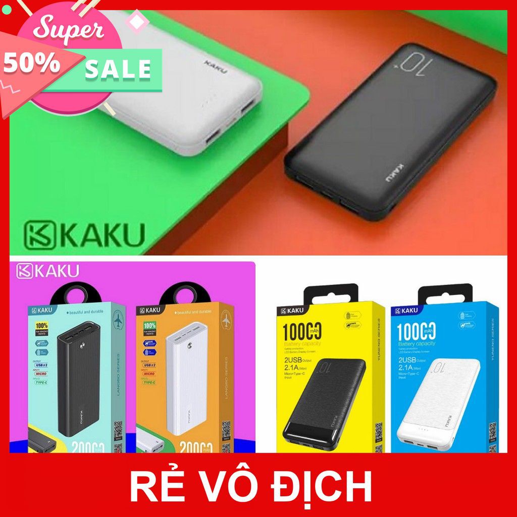 [GS][FREESHIP] PIN SẠC DỰ PHÒNG KAKU 10.000MAH - 20.000MAH CHÍNH HÃNG [HCM]