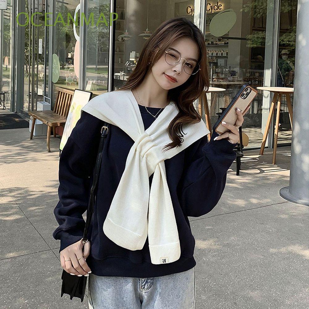 Khăn choàng cổ vải len nhung nhiều màu trơn tùy chọn giữ ấm vào mùa thu đông phong cách Hàn Quốc đơn giản cho nữ