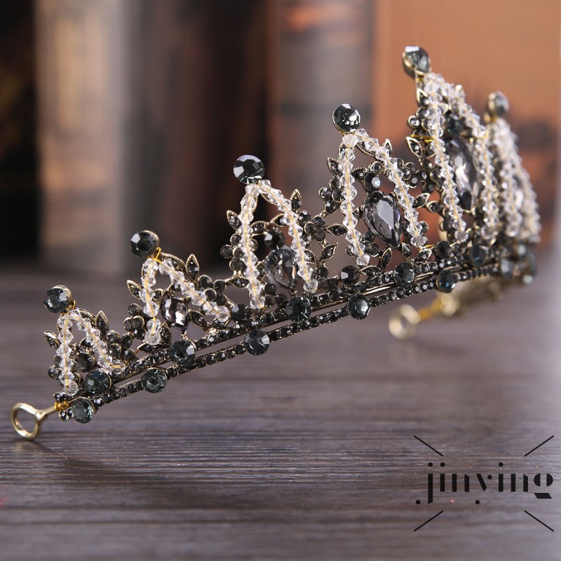 Vương miện cài tóc GETNOIVAS đính đá pha lê màu bạc phong cách baroque cho cô dâu