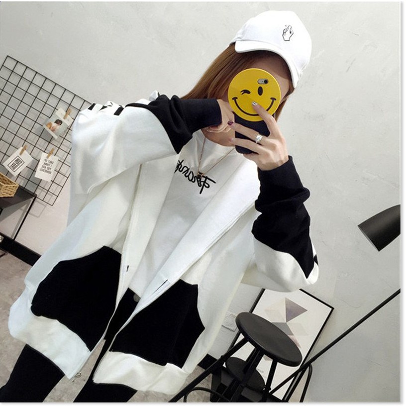 [Freeship] Áo khoác nữ form rộng hoodie nỉ dây kéo phối màu siêu xinh Meysikim | BigBuy360 - bigbuy360.vn
