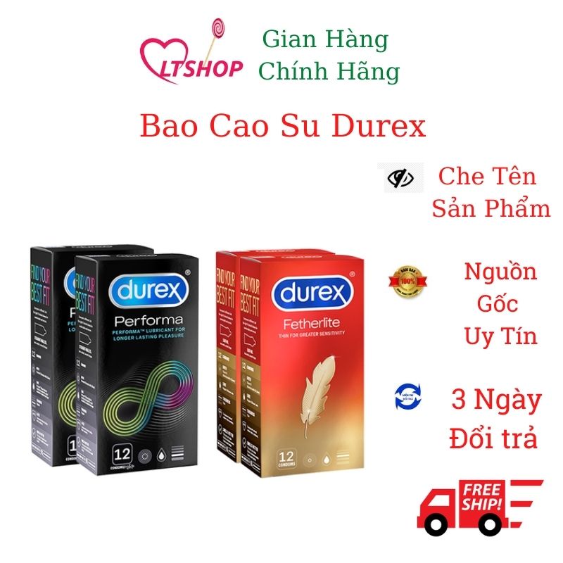 Bộ 2hộp bao cao su Durex Performa 12 bao và 2h Durex fetherlite 12 bao