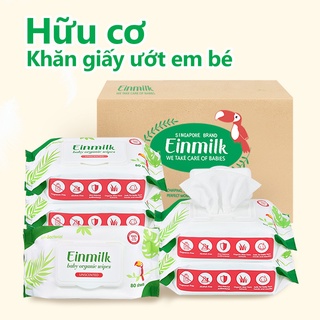 Einmilk.ân ninhKhăn giấy ướt hữu cơ Einmilk 80tờ một gói ,không mùi dành