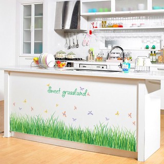 Decal giấy dán tường decal dán chân tường cỏ voi xanh
