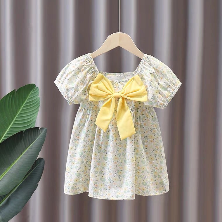 Váy bé gái Từ 1-9 Tuổi Tay Phồng In Hoa