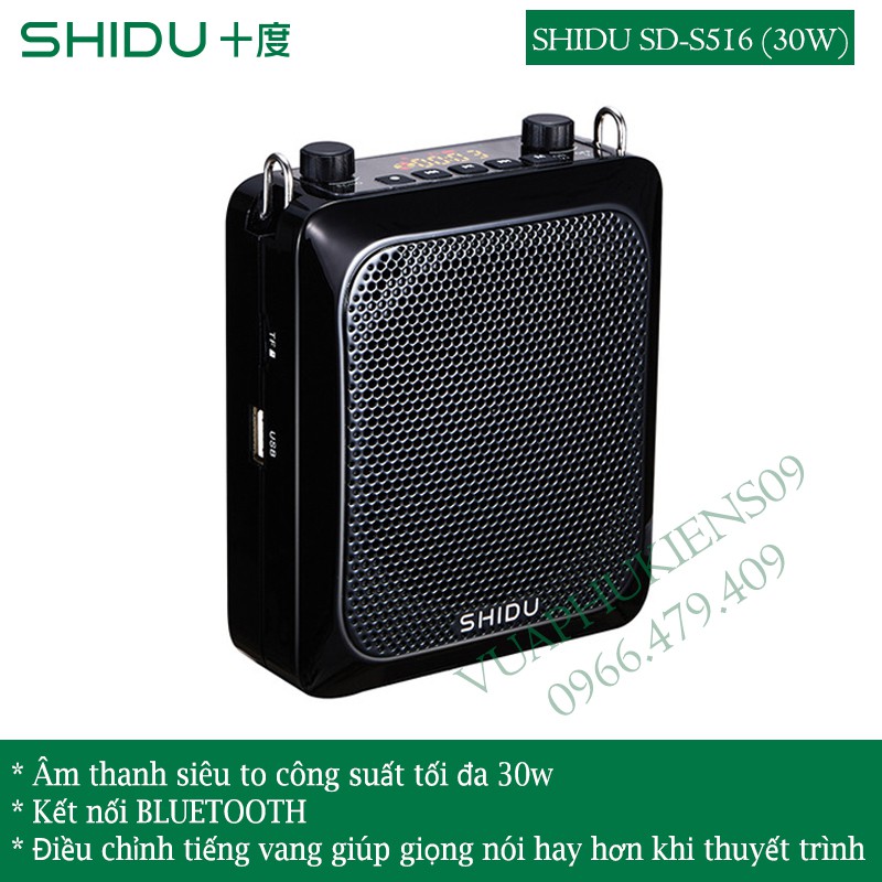 Loa trợ giảng SHIDU S516 công suất lớn(30w) âm siêu to dùng cho hội trường - Hàng Chính Hãng