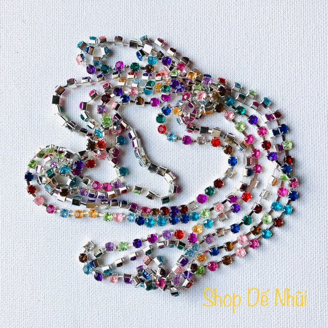 1m Dây Hợp Kim Đính Hạt Nhựa Giả Đá
