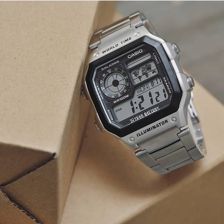 Đồng Hồ Nam CASIO AE1200 Dây Kim Loại – Tặng full box - Chống Nước 3atm, Trẻ trung năng động – haizz.shop