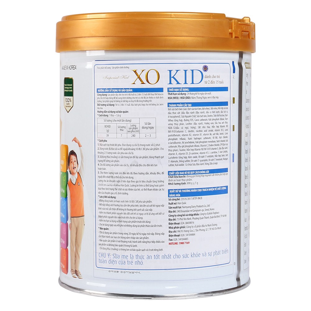 Sữa XO Imperial KID 350g & 800g. Giúp phát triển thể chất vượt trội. Nhập khẩu Hàn Quốc