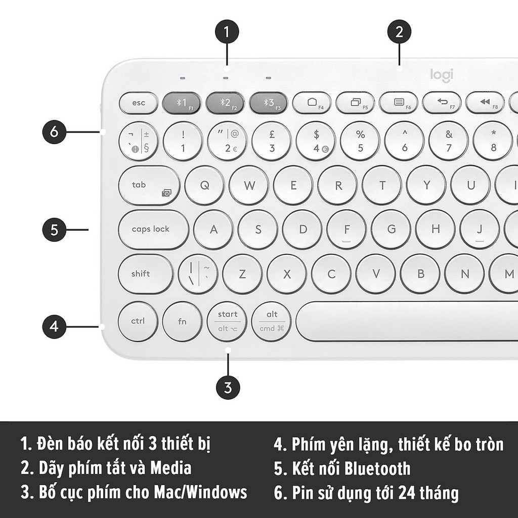 Bàn Phím Bluetooth Logitech K380 Multi-Device - Hàng Chính Hãng