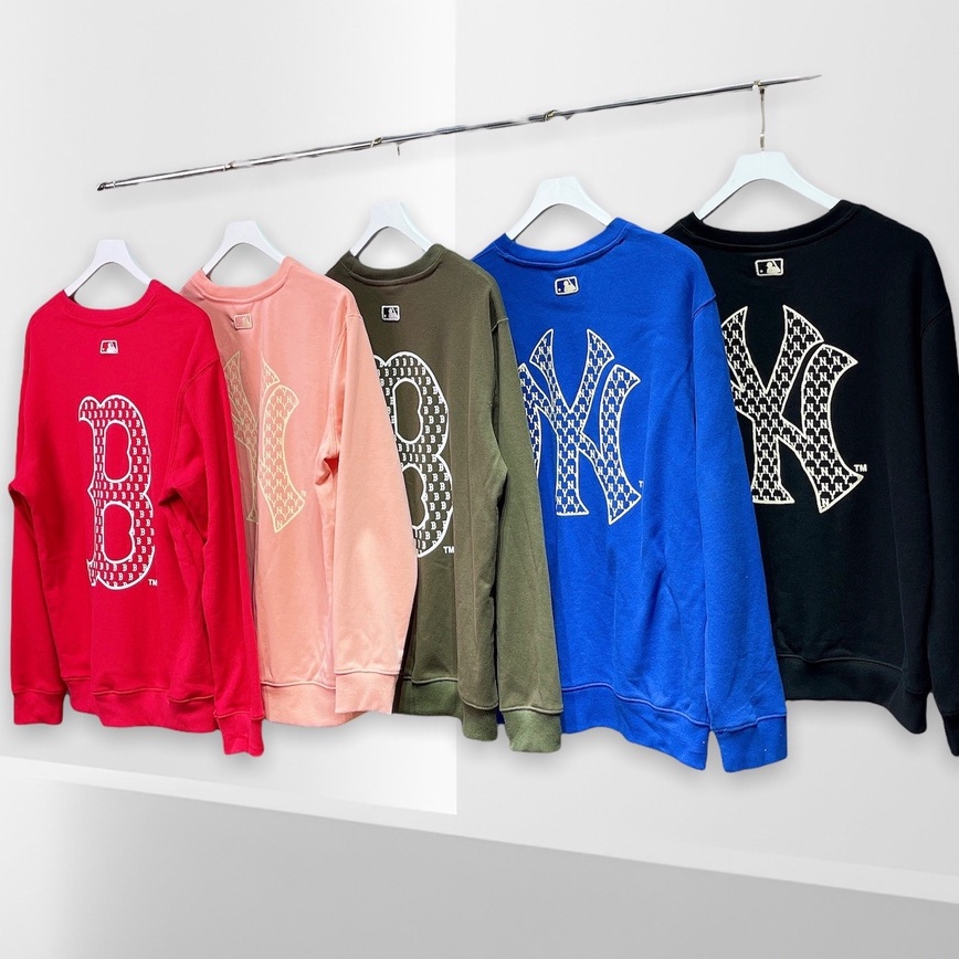SALE LỖ LẺ SIZE - Áo nỉ sweater nam nữ MLB NY tay dài thun da cá nhiều màu  hàng DƯ XỊN FULL TEM TAG