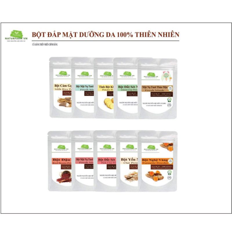 Bột mặt nạ thiên nhiên 100% Organic đủ loại đắp mặt dưỡng da - Mỹ phẩm Handmade
