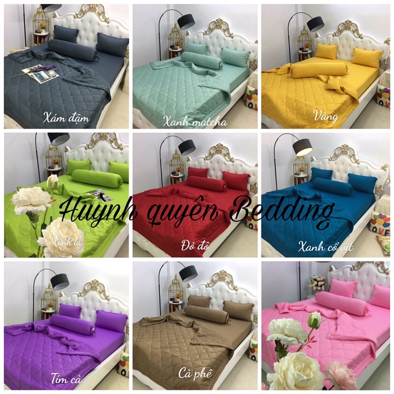 Bộ drap ga thun trơn HQ [FREE SHIP] 4 món mịn, mát, màu sắc đa dạng