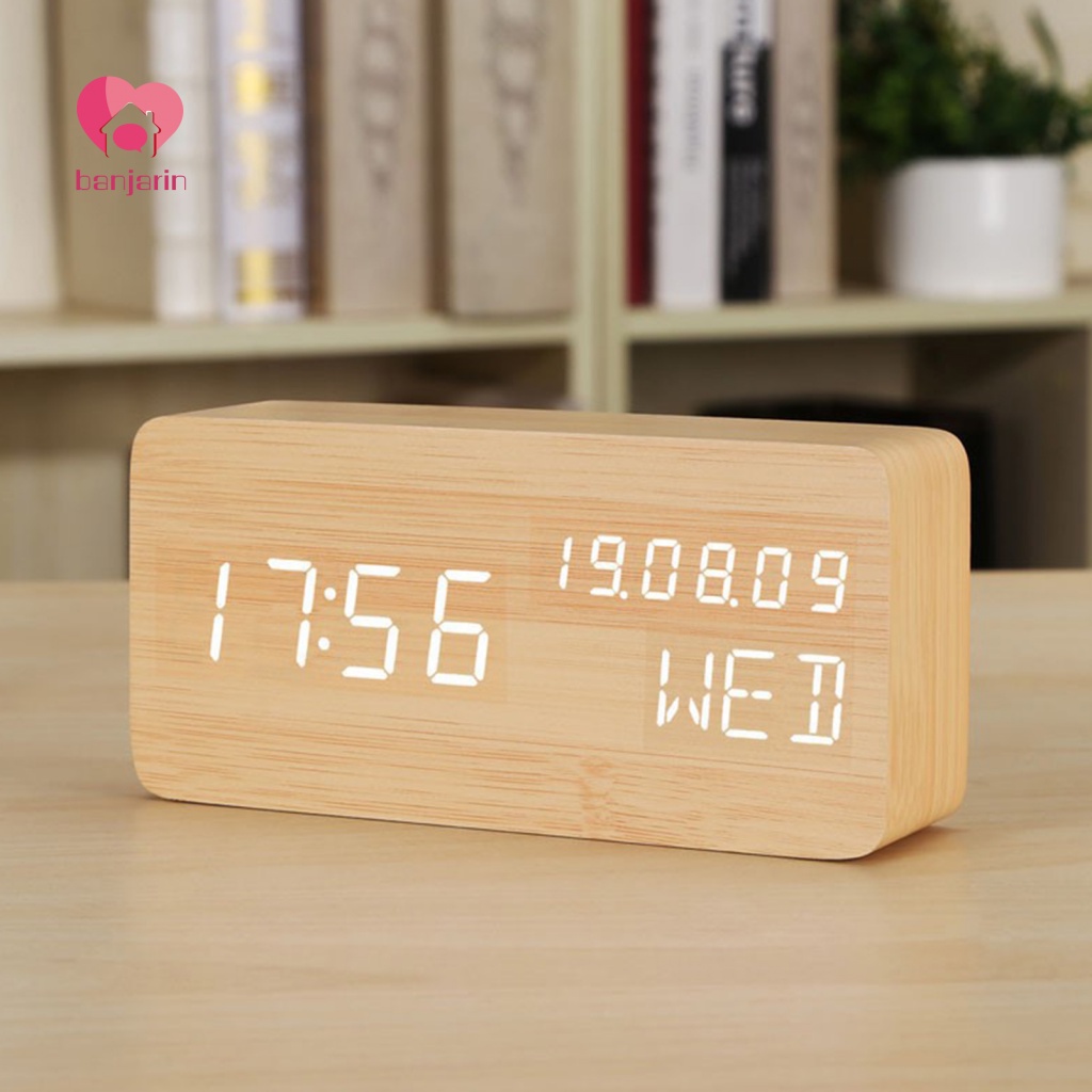Đồng Hồ Điện Tử Để Bàn Bằng Gỗ Có Đèn LED Kỹ Thuật Số Dành Cho Trẻ Em