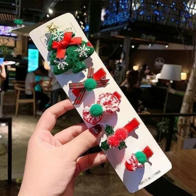 Set 5 kẹp tóc quà noel cho bé