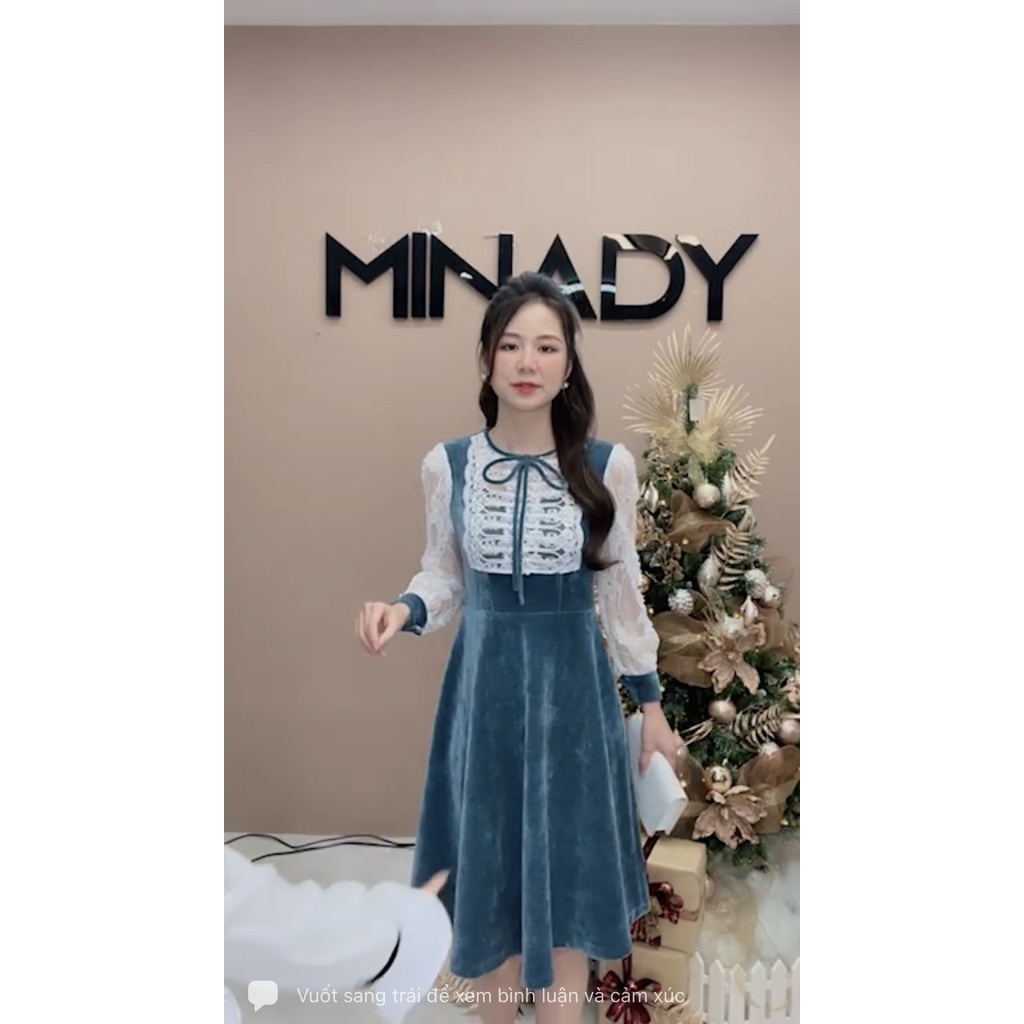 Váy nhung tay HT ren MINADY