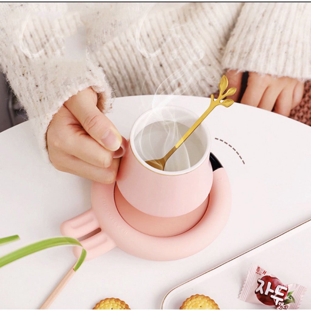 ☕☕BỘ HÂM NÓNG SỮA - ĐỒ UỐNG TIỆN LỢI KÈM CỐC SỨ - PHONG CÁCH HOÀNG GIA SIÊU SANG