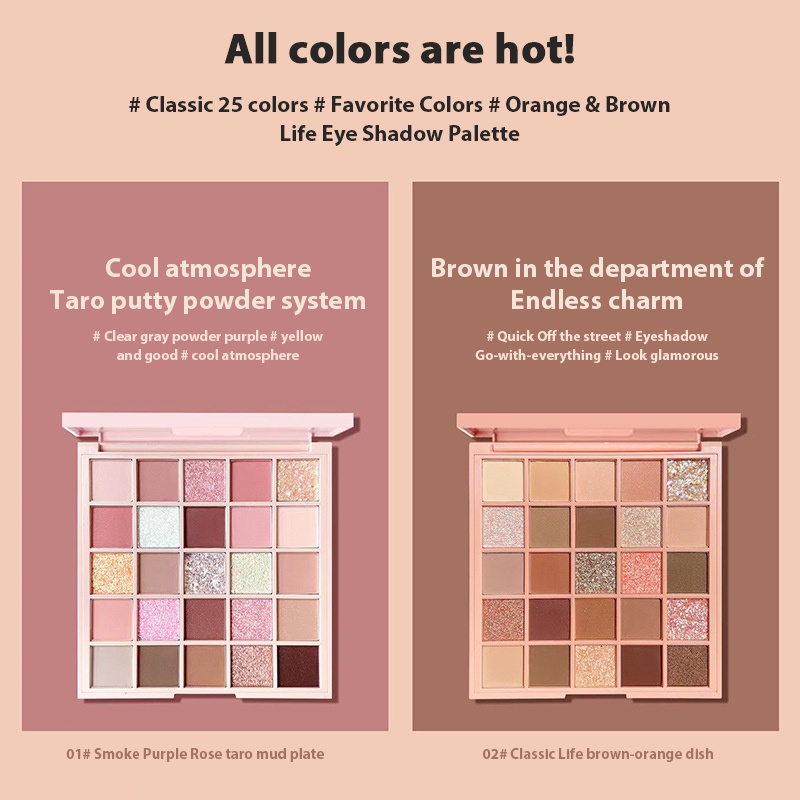 Bảng mắt 25 Màu Tông Lì Và Nhũ Kim Sa May Mắn