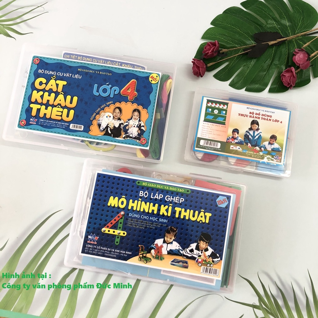 (Cao cấp) Bộ thực hành LỚP 4 (Toán- Lắp ghép -Cắt khâu thêu ) - Nhật Hoa Minh - vpp Quế Anh