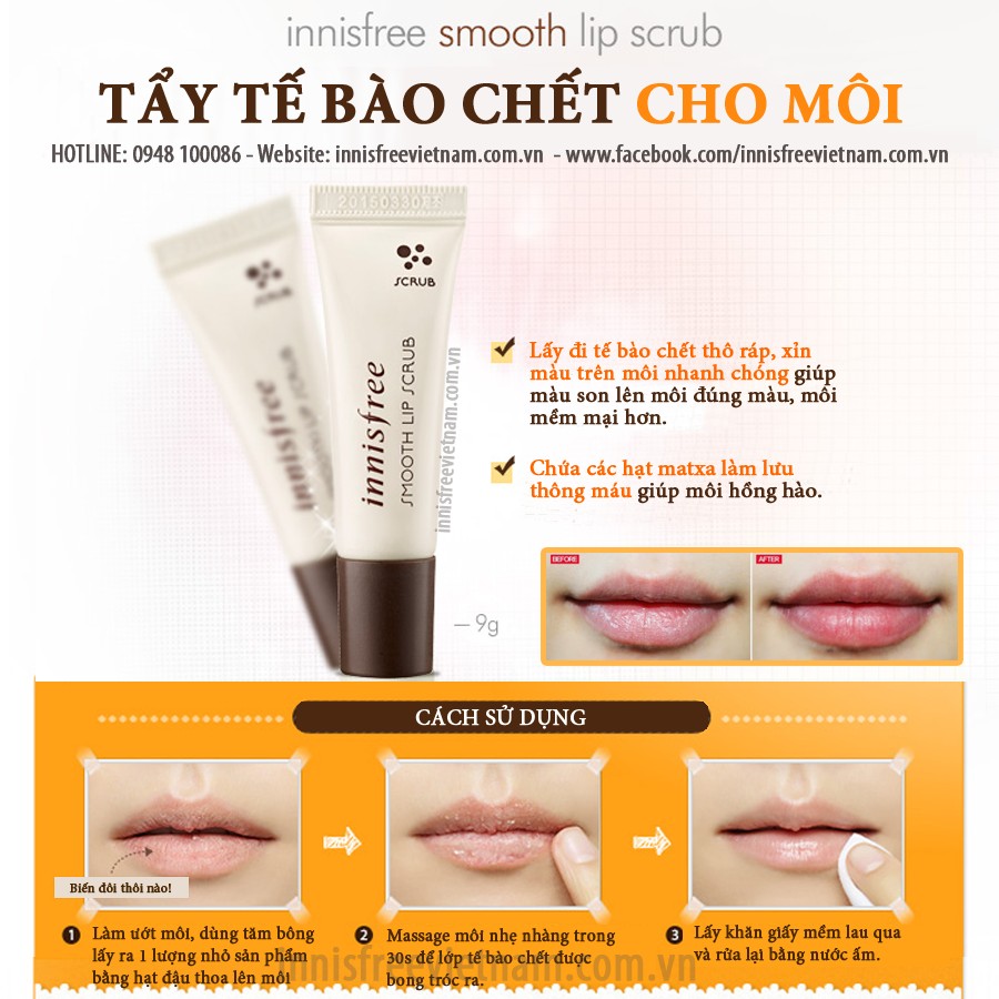 Tẩy da chết môi dạng tuýp Innisfree 1 minute Lip Scrub