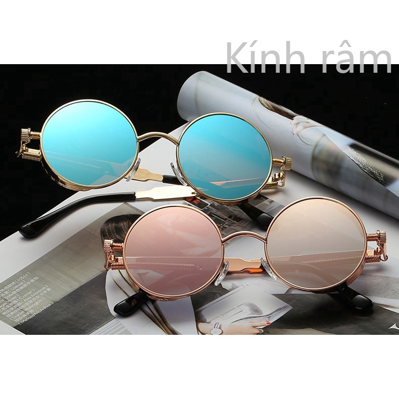 Kính mát tròn gọng kim loại phong cách vintage