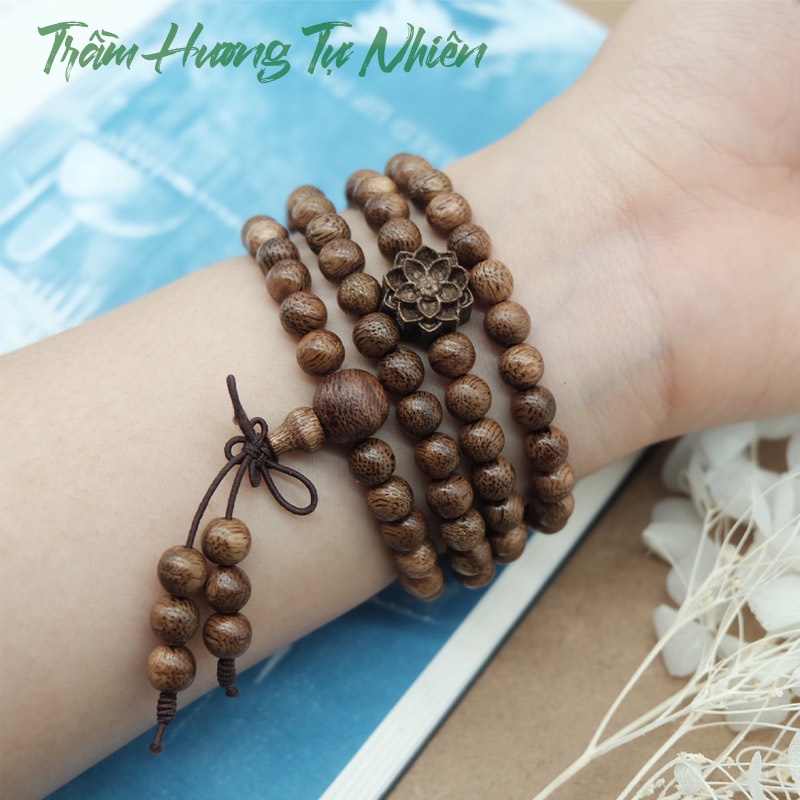 Vòng tay trầm hương 108 hạt 6mm phong thủy mùi hương tự nhiên. Vòng phong thủy đeo tay trầm hương 8mm 22 hạt