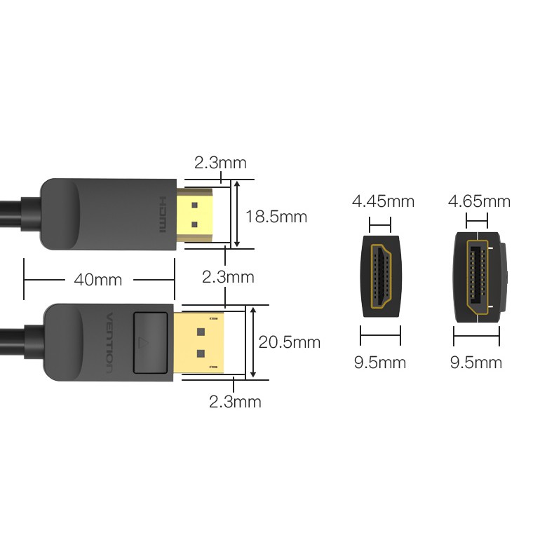 Dây cáp nối 2 đầu Vention DP 1080P tới hiển thị HDMI