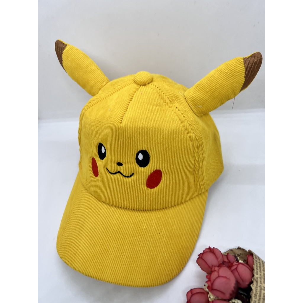 NÓN KẾT PIKACHU CHO BÉ TRAI BÉ GÁI TỪ 4 ĐẾN 10 TUỔI - VẢI NHUNG GÂN