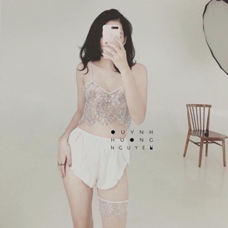 Bộ ngủ lụa phối ren