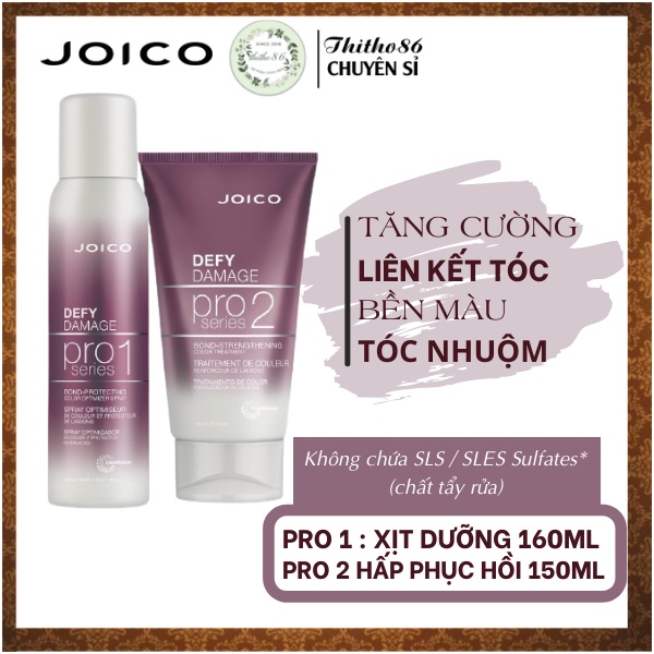 Bộ Sản Phẩm Bảo Vệ &amp; Tăng Cường Liên Kết Tóc JOICO Defy Damage Proseries 2 Bước