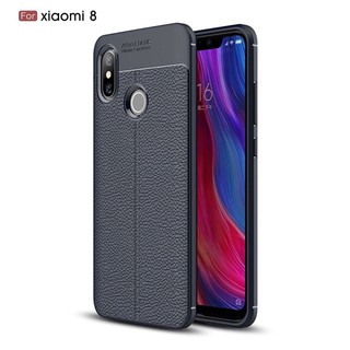 Ốp dẻo vân da Xiaomi Mi8  Autofocus(đen)