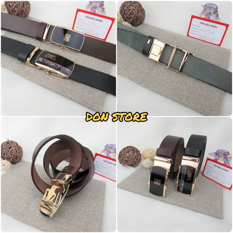 Thắt Lưng Da Nam Dây Da Bò Thật Khóa Vàng Sang Trọng Thép Không Gỉ (BH 12 THÁNG)