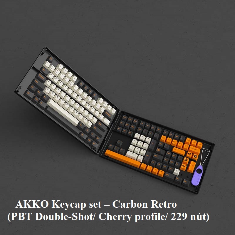 Bộ keycap phím cơ AKKO Keycap set – Carbon Retro (PBT Double-Shot/ Cherry profile/ 229 nút)